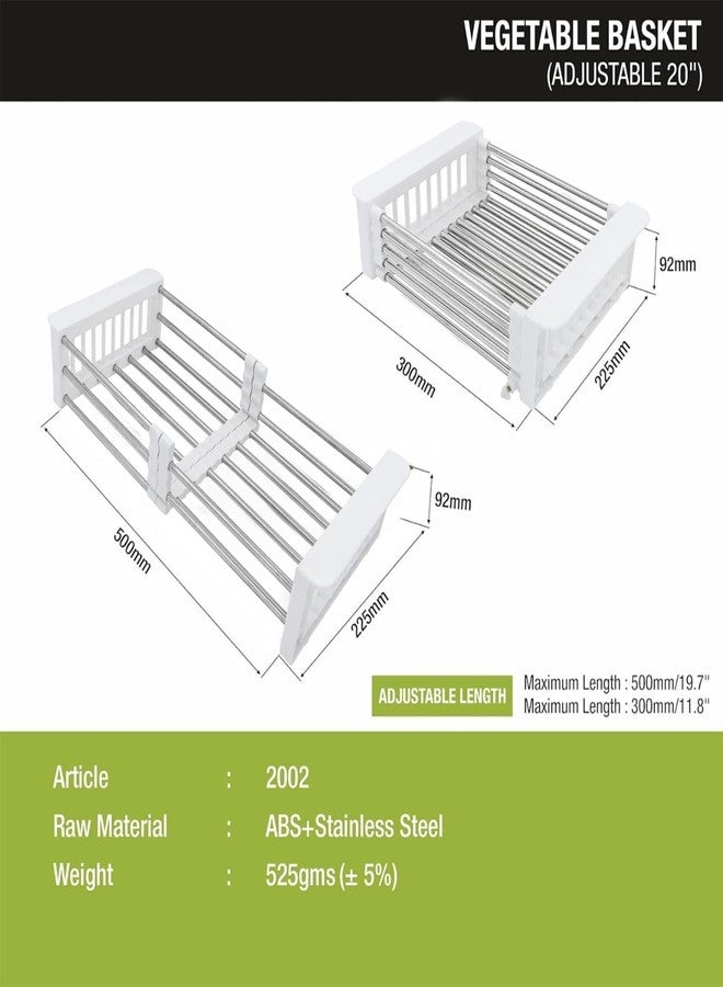 SEYROLIN Stainless Steel Retractable Kitchen Dish Drainer & Drying Rack | Adjustable Dish Drainer Basket for Kitchen Vegetable & Fruits Washing Organizer | Expandable Up to 50cm | Rack Sink Basket. - Image 4