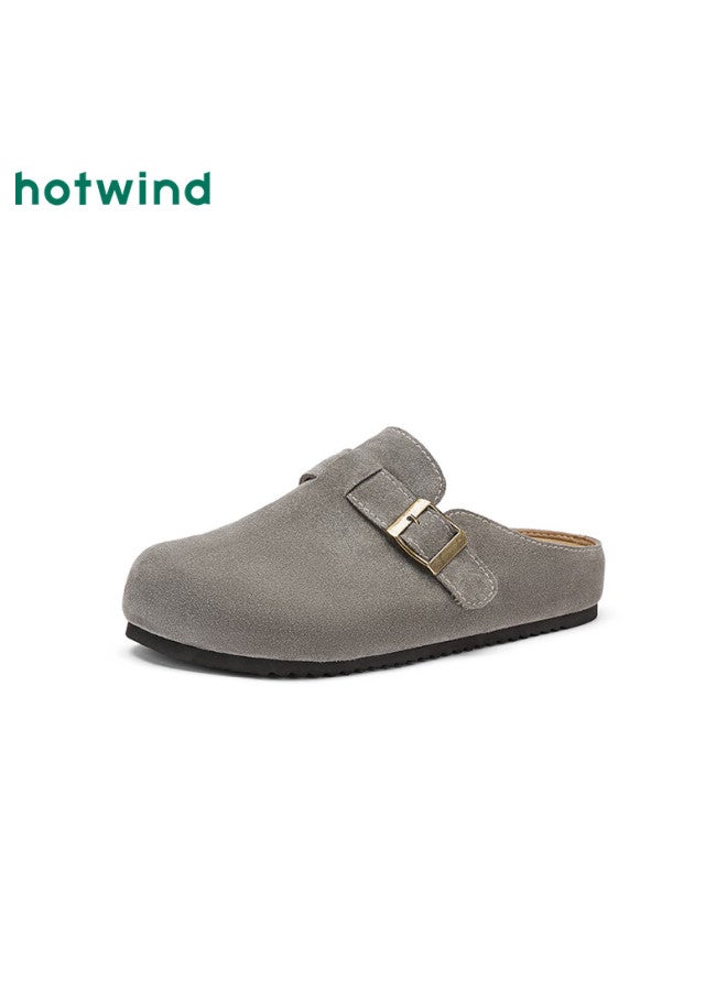 Hotwind Retro Birkenstock Style Men's Shoes Autumn New Comfortable Closed-toe Cork Slippers - Image 1