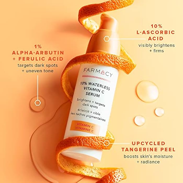 Farmacy 10% Vitamin C Serum for Face - Brightening Vitamin C Face Serum to Firm + Smooth Skin Texture - L Ascorbic Acid + Tangerine Peel Infused Skin Care to Hydrate and Even Skin Tone (30ml) - Image 4