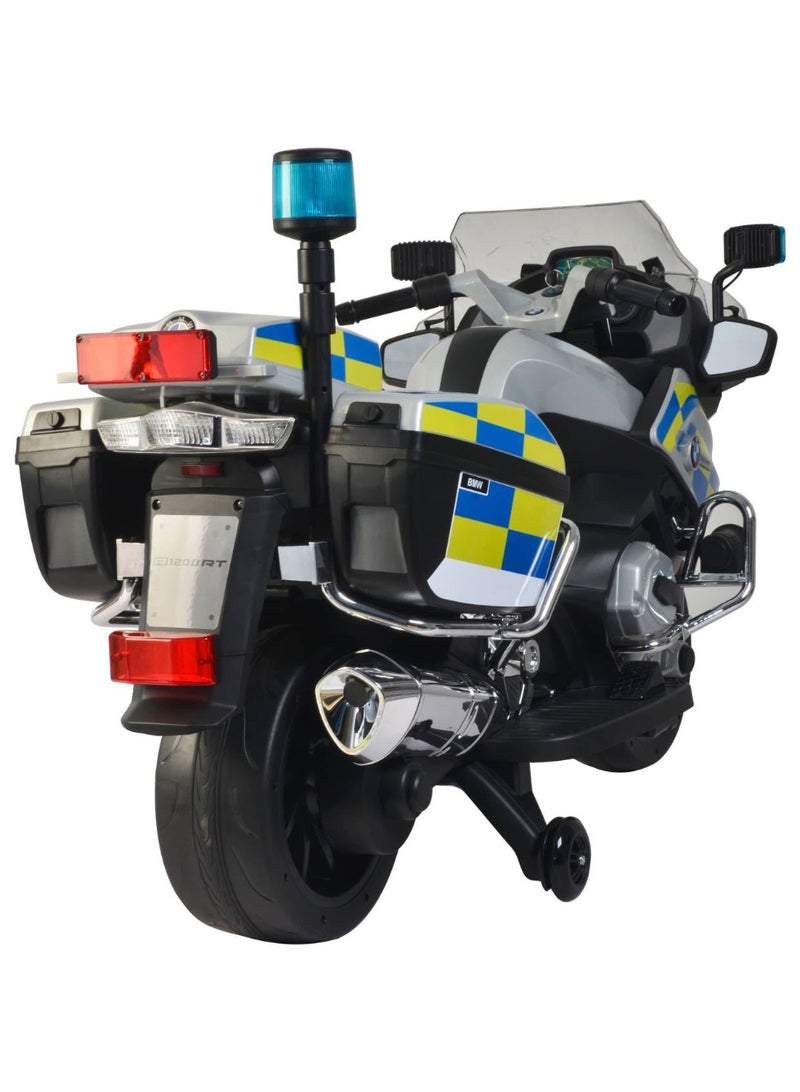 BMW Licensed 12V Rechargeable Kids' Police Ride-On Motorcycle with Training Wheels - Image 2