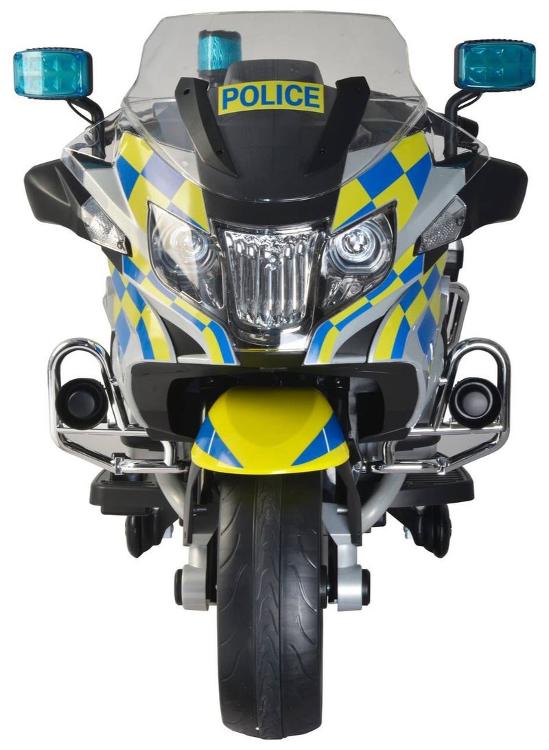 BMW Licensed 12V Rechargeable Kids' Police Ride-On Motorcycle with Training Wheels - Image 3