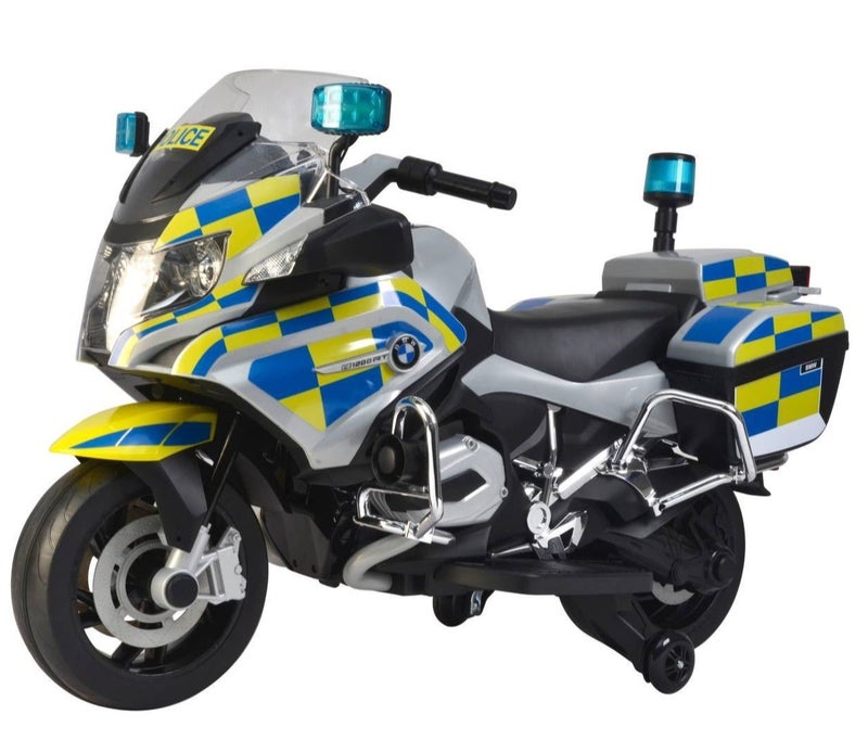 BMW Licensed 12V Rechargeable Kids' Police Ride-On Motorcycle with Training Wheels - Image 1