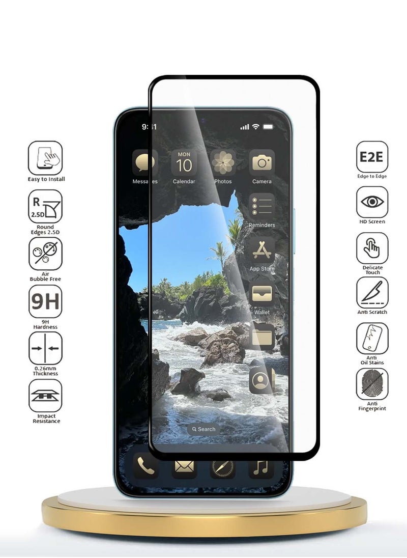 دبليو تيك Realme GT 7 Pro 5G 2024 Premium E2E Series Full Glue بغطاء كامل واقي شاشة من الزجاج المقسى - شفاف / أسود  - Image 2
