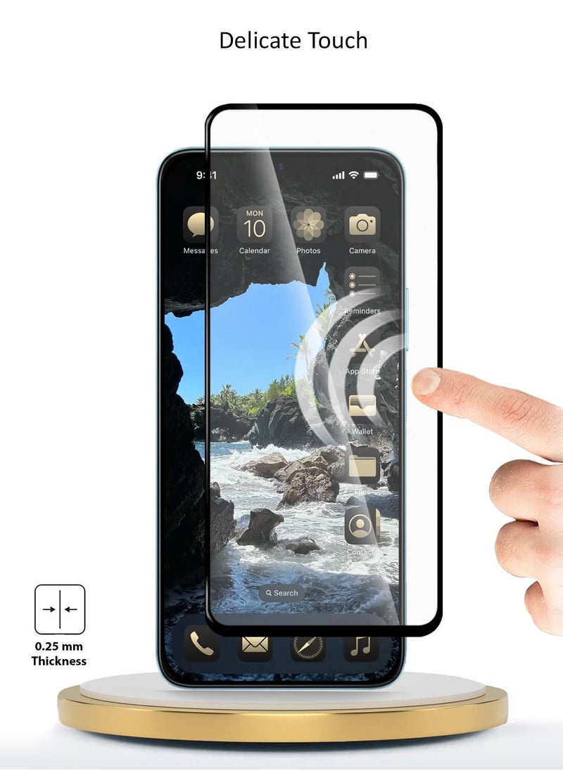 دبليو تيك Realme GT 7 Pro 5G 2024 Premium E2E Series Full Glue بغطاء كامل واقي شاشة من الزجاج المقسى - شفاف / أسود  - Image 4