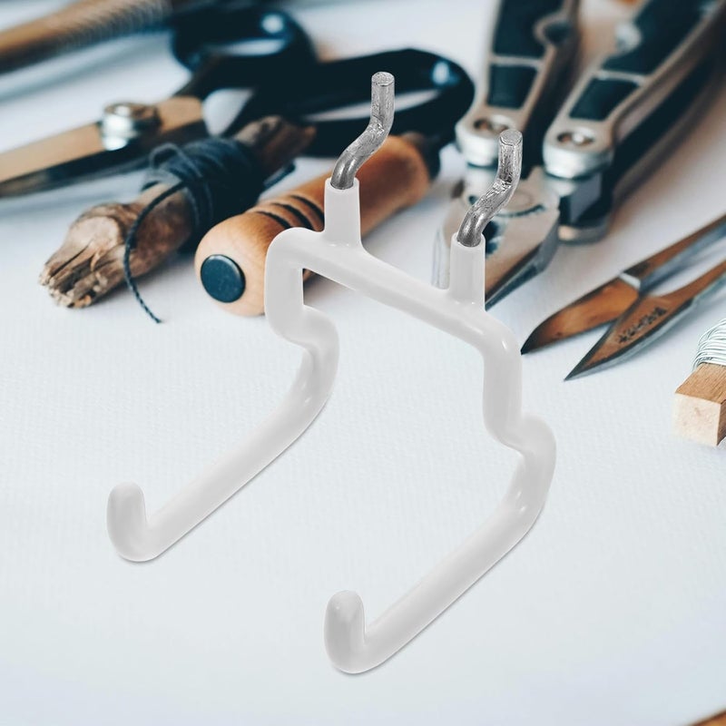 TIDTALEO 2pcs White Pegboard Hooks Utility Hangers Garage Storage Rack Space Saver Tool Organizer Hooks for Workbench and Power Tool Pegboard Accessories - Image 5