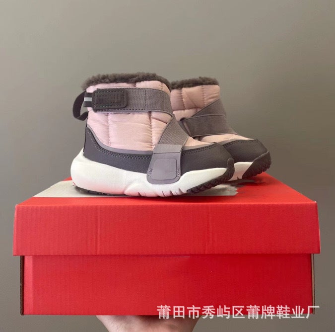 Children'S Shoes Fa Small Flying Saucer High-Top Fleece-Lined Children'S Snow Boots Boys And Girls Warm Boots Lambswool Baby Cotton Boots - Image 1