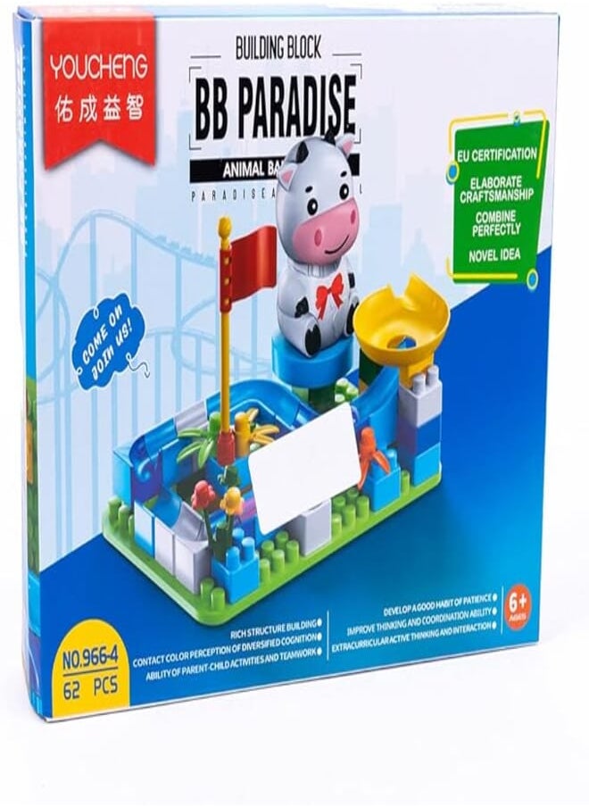 Youcheng 966-4 Plastic Building Blocks With Small Cow Set Of 62 Pieces For Kids - Multi Color 