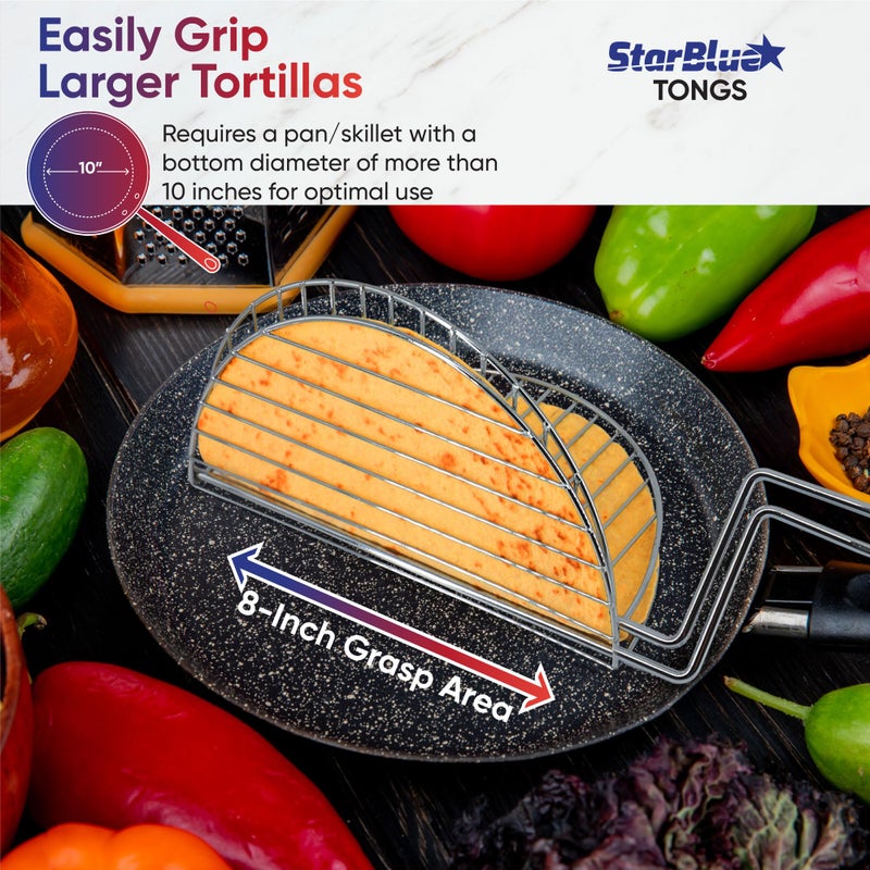 StarBlue Taco Shell Tongs for Frying by StarBlue - 8 Inch Easy-Grip Tool for Making Crispy Taco Shells - Heat-Resistant and Dishwasher Safe - Image 3