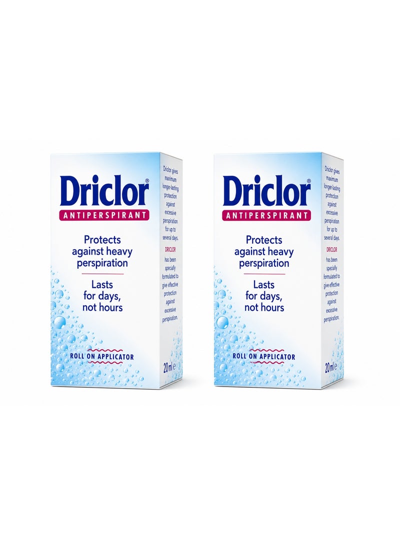 Driclor Antiperspirant Roll-On 20ml 2PCS– Long-Lasting Protection Against Heavy Perspiration