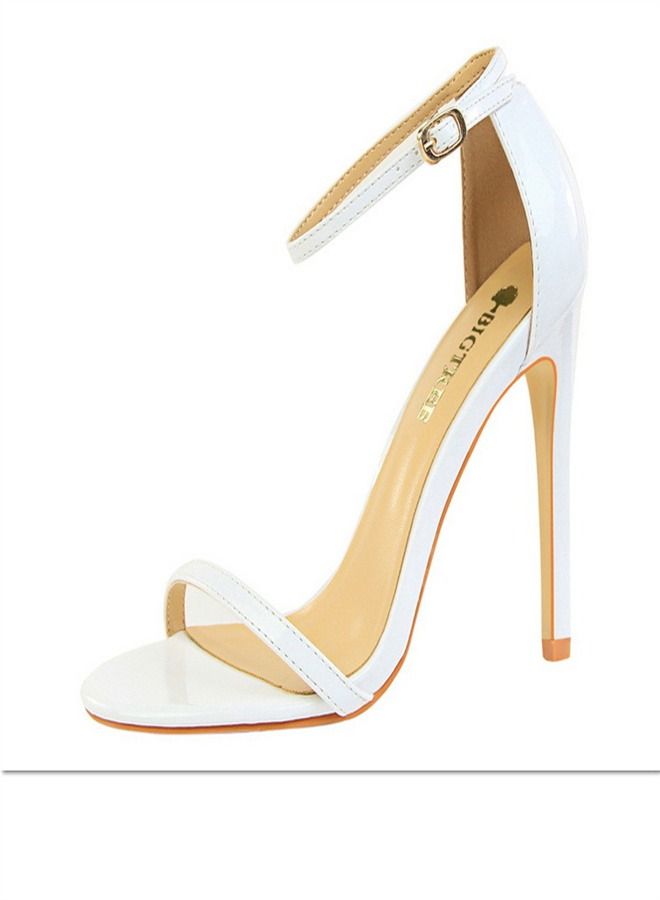 BIGTREE صنادل بكعب عال مفتوحة الأصابع 11CM بيضاء - Image 3