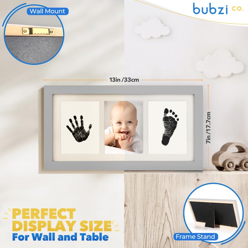 Bubzi Co Baby Handprint Kit & Footprint Photo Frame for Newborn Girls and Boys, Unique Baby Shower Gifts Set for Registry, Memorable Keepsake Decorations for Room Wall or Nursery Decor (Cool Gray) - Image 4