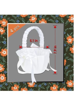 Excefore White Flower Girl Baskets for Weddings, Ivory Basket, Wedding Banquet Party Supplies, 4 Pack  - Image 3