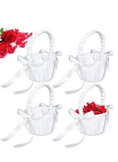 Excefore White Flower Girl Baskets for Weddings, Ivory Basket, Wedding Banquet Party Supplies, 4 Pack  - Image 1