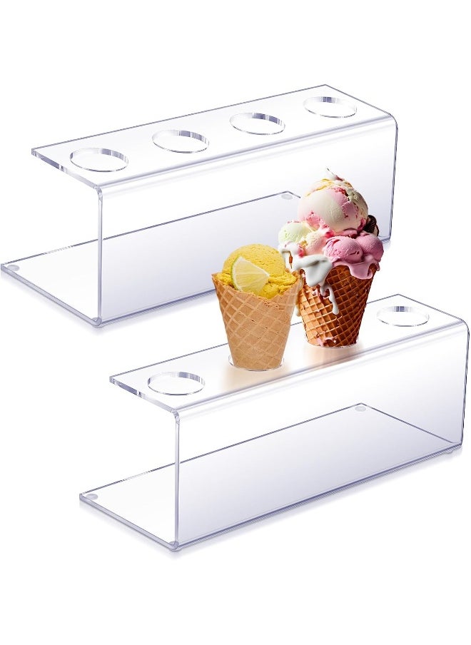 TPGP 2 Pcs Ice Cream Cone Holder Waffle Cone Holder with 4 Holes 10.6 x 3.7 x 3.5 Inches Cupcake Sugar Stand Rack Display Cotton Candy for Party Buffets  - Image 1