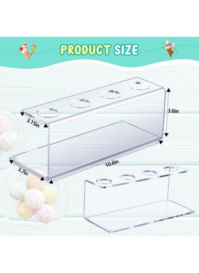 TPGP 2 Pcs Ice Cream Cone Holder Waffle Cone Holder with 4 Holes 10.6 x 3.7 x 3.5 Inches Cupcake Sugar Stand Rack Display Cotton Candy for Party Buffets  - Image 3