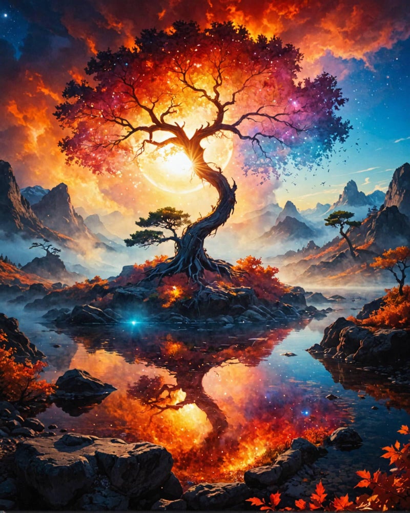 ldazao Paint by Numbers Kit for Adults Tree PaintbyNumber Kits Acrylic On Canvas DIY Trees Adult Oil Painting for Gift Adults PaintbyNumber Kits Home Wall Decor 16x20 Inch - Image 2