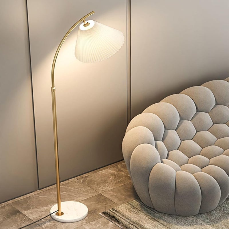 Sharpdo Nordic Creative Led Floor Lamp Modern 3 Colors Adjustable Standing Lamp For Living Room Bedroom With Thickened Fabric Lampshade Gold 12W - Image 4