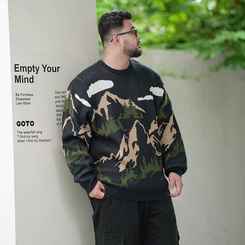 Trendy Brand Plus Size Men'S Loose Casual Fashion Pullover Sweater Men'S Fatty Plus Plus Plus-Sized Sweater - Image 5