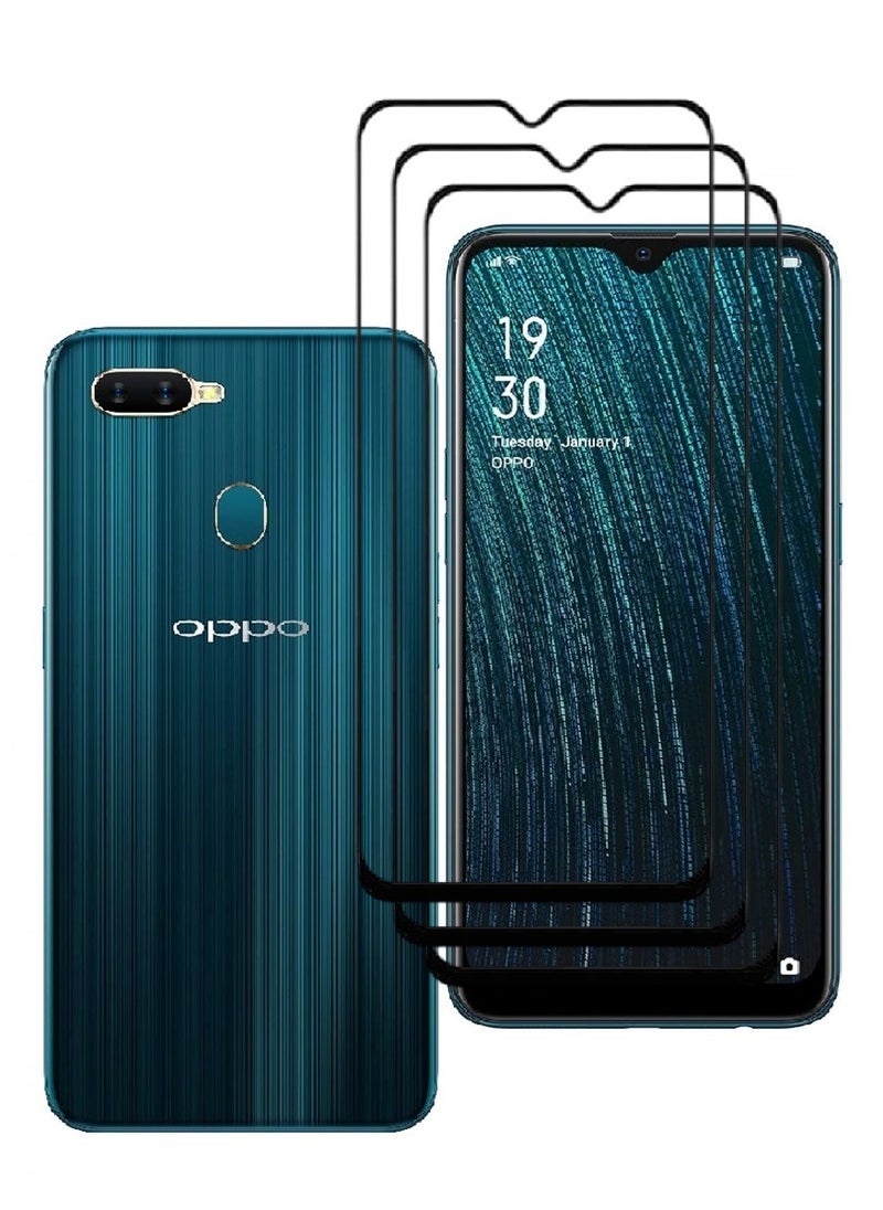 AINA 3 Pieces Tempered Glass Screen Protector 5D Designed For Oppo A5s Full Glue Edge to Edge Full Screen Coverage And Bubble Free - Image 1