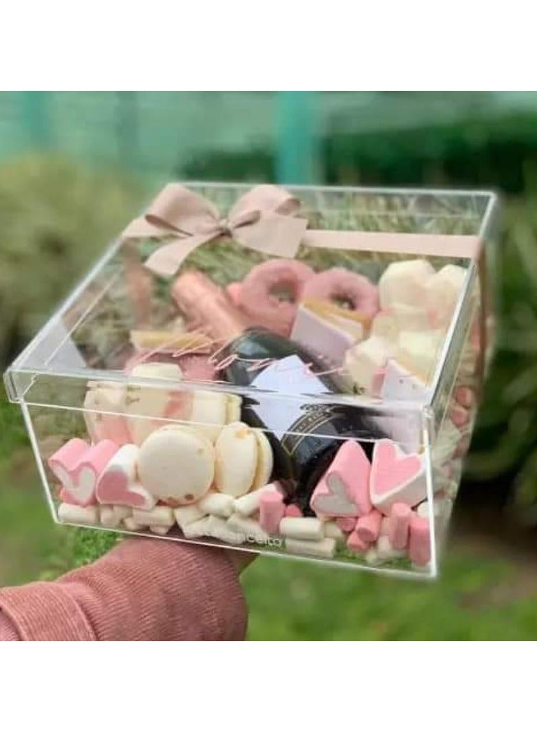 صندوق تخزين أكريليك مع غطاء، منظم مكعبات للحلوى، البسكويت، العملات المعدنية، الشاي، مستحضرات التجميل، المجوهرات والإكسسوارات - حاوية بلاستيكية شفافة متينة، سلال، صناديق وحاويات للمنزل - Image 4