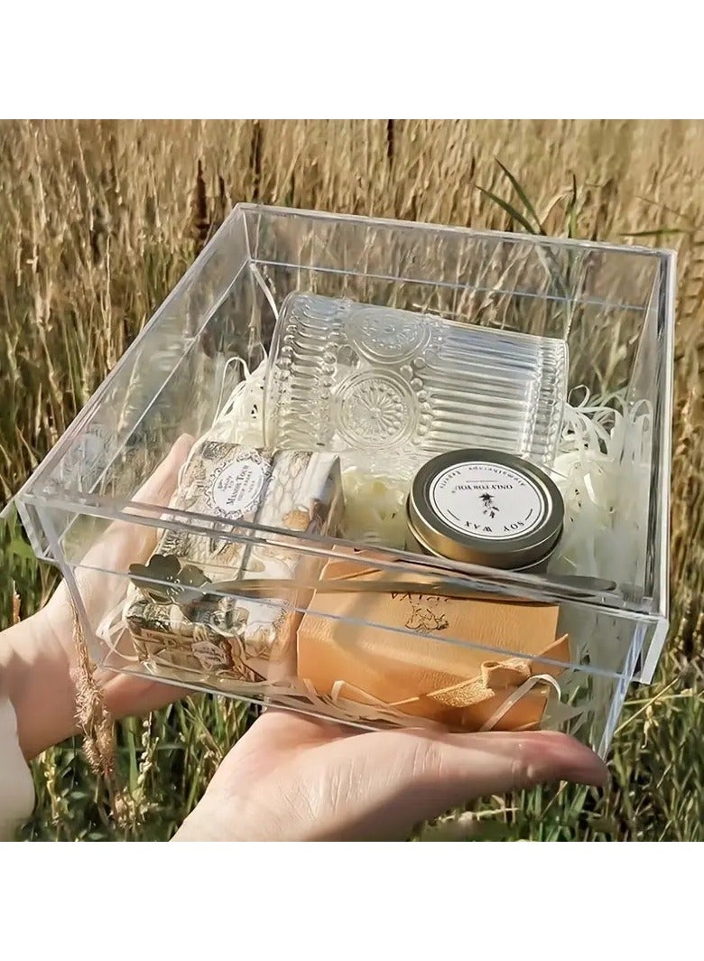 صندوق تخزين أكريليك مع غطاء، منظم مكعبات للحلوى، البسكويت، العملات المعدنية، الشاي، مستحضرات التجميل، المجوهرات والإكسسوارات - حاوية بلاستيكية شفافة متينة، سلال، صناديق وحاويات للمنزل - Image 5