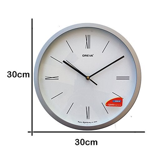 Oreva Roman Figure Round Plastic Analog Abstract Wall Clock (30x 4.5X 30 cm, Silver, AQ-1457) - Image 4