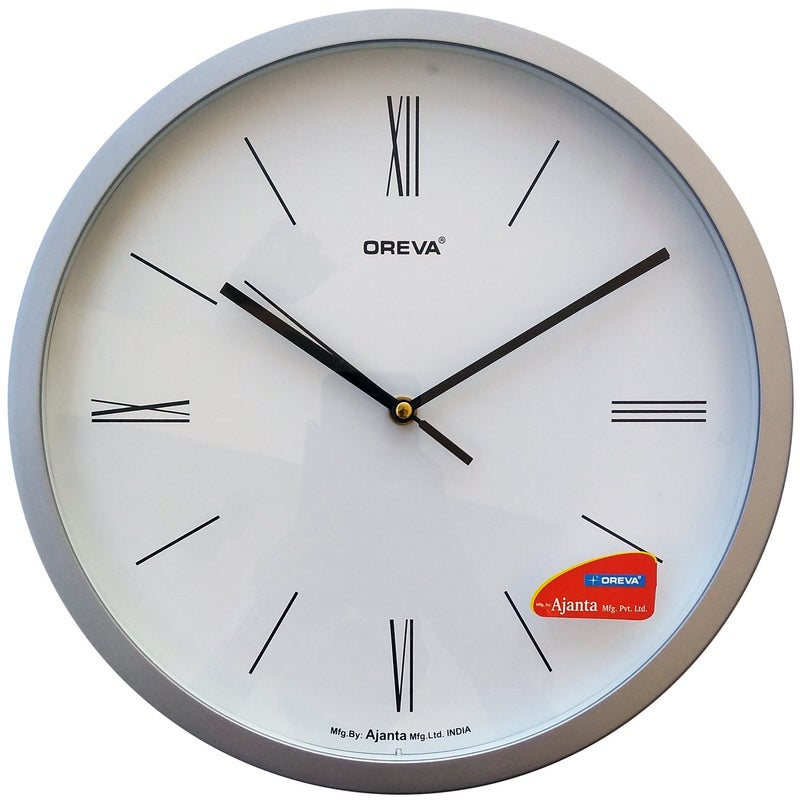 Oreva Roman Figure Round Plastic Analog Abstract Wall Clock (30x 4.5X 30 cm, Silver, AQ-1457) - Image 5