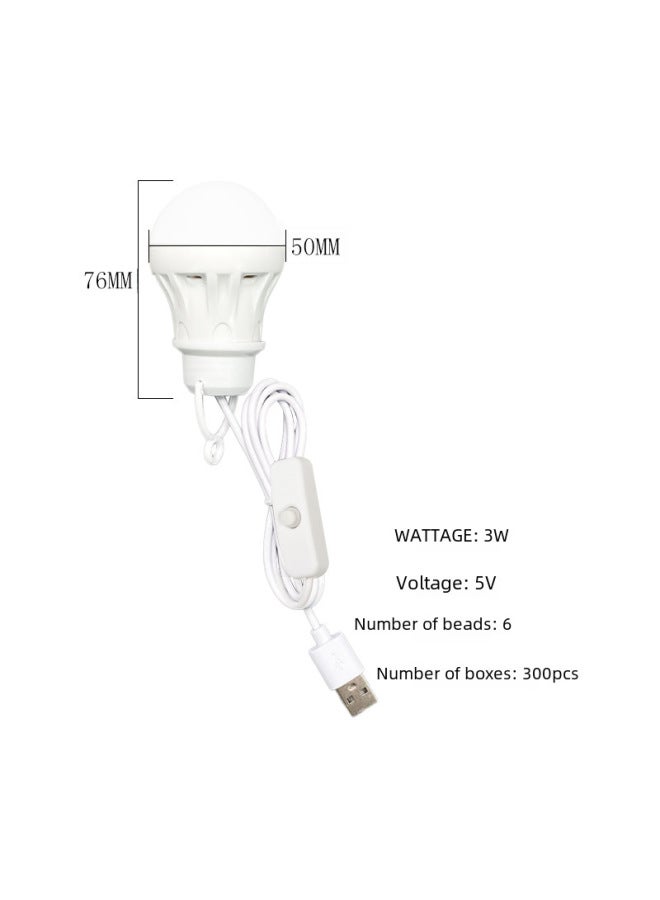 5v Usb Led Bulb Light Portable Power Bank Street Stall Computer Use Low Voltage Outdoor Lighting Lantern-Color:With Switch (1 M With Switch) (no Packaging Bare Lamp)