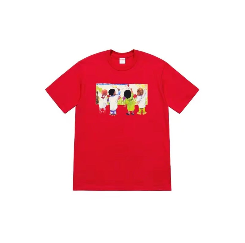 SUPREME 26FW New Trendy SUP American Retro Letter Print All-Match Short Sleeve T-Shirt - Image 1