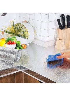 FEELING MALL Aluminum Foil Wall Stickers For Kitchen Wallpaper Oil Proof Water Proof Antifouling Hightemperature Kitchen Backsplash Wallpaper Cabinets Drawers And Shelves 2.5 M (Orange Peel Pattern)  - Image 3
