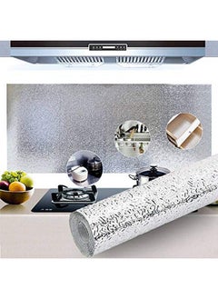 FEELING MALL Aluminum Foil Wall Stickers For Kitchen Wallpaper Oil Proof Water Proof Antifouling Hightemperature Kitchen Backsplash Wallpaper Cabinets Drawers And Shelves 2.5 M (Orange Peel Pattern)  - Image 1