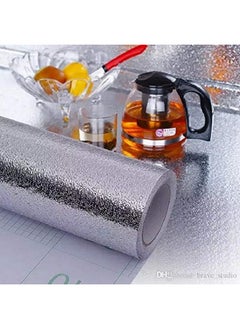 FEELING MALL Aluminum Foil Wall Stickers For Kitchen Wallpaper Oil Proof Water Proof Antifouling Hightemperature Kitchen Backsplash Wallpaper Cabinets Drawers And Shelves 2.5 M (Orange Peel Pattern)  - Image 5