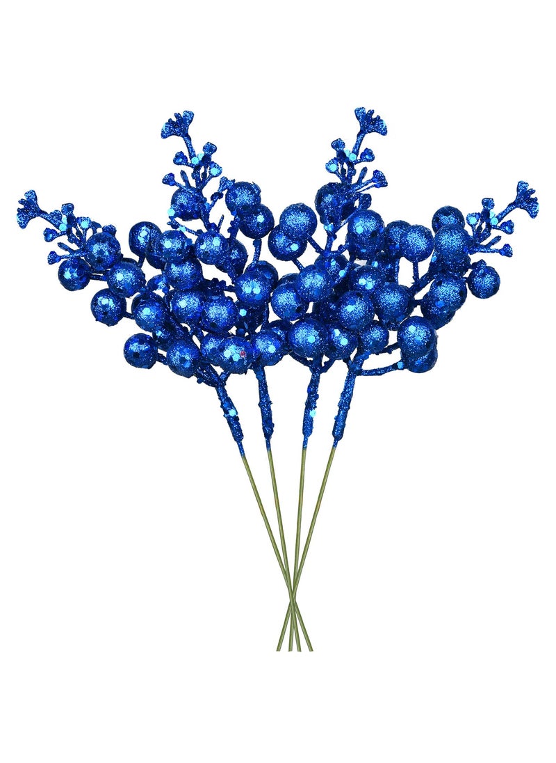 DearHouse DearHouse 14 Pack Christmas Glitter Berries Stems  7.8Inch Artificial Christmas Picks for Christmas Tree Ornaments  DIY Xmas Wreath  Crafts  Holiday and Home Decor (Dark Blue)  - Image 1