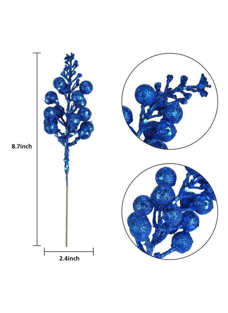 DearHouse DearHouse 14 Pack Christmas Glitter Berries Stems  7.8Inch Artificial Christmas Picks for Christmas Tree Ornaments  DIY Xmas Wreath  Crafts  Holiday and Home Decor (Dark Blue)  - Image 5