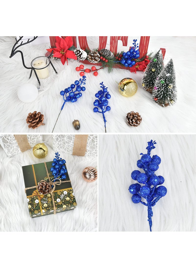 DearHouse DearHouse 14 Pack Christmas Glitter Berries Stems  7.8Inch Artificial Christmas Picks for Christmas Tree Ornaments  DIY Xmas Wreath  Crafts  Holiday and Home Decor (Dark Blue)  - Image 4