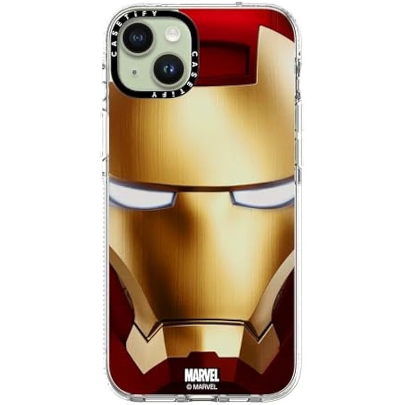 Casetify Clear iPhone 15 Plus Case 【Iron Man Co-Lab/Not Yellowing / 6.6ft Drop Protection/Compatible with Magsafe】 - Iron Man Hero Mask - Clear - Image 3