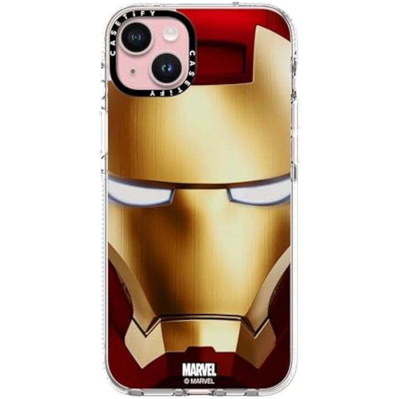 Casetify Clear iPhone 15 Plus Case 【Iron Man Co-Lab/Not Yellowing / 6.6ft Drop Protection/Compatible with Magsafe】 - Iron Man Hero Mask - Clear - Image 1