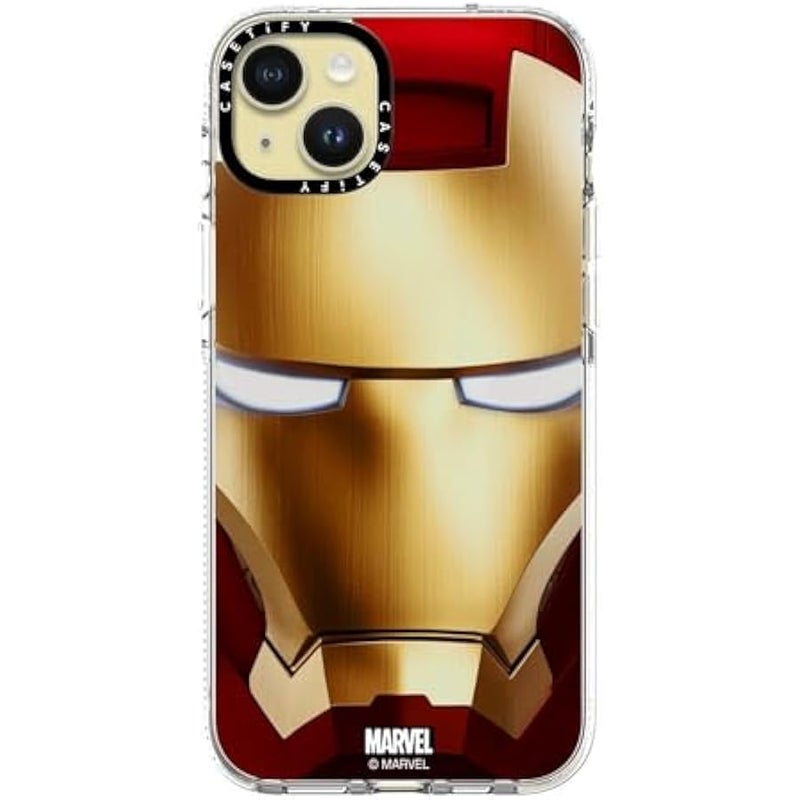 Casetify Clear iPhone 15 Plus Case 【Iron Man Co-Lab/Not Yellowing / 6.6ft Drop Protection/Compatible with Magsafe】 - Iron Man Hero Mask - Clear - Image 2