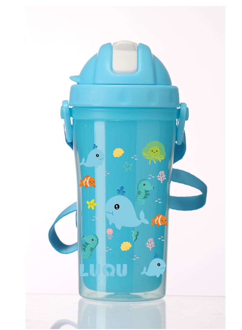 LuQu Kids Double Layer Heat Insulation Water Bottle, 340ML - Image 1