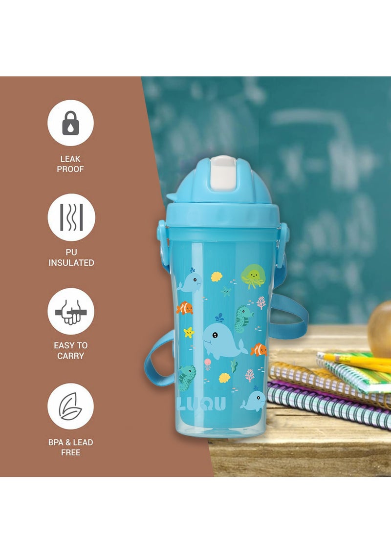 LuQu Kids Double Layer Heat Insulation Water Bottle, 340ML - Image 5