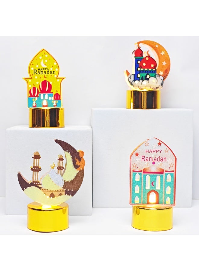 EYSOO Ramadan Desk Lamps 4 Pack Ramadan Table Lamps Moon Shape LED Lanterns Eid Mubarak Table Decorations for Bedroom Living Room Home Decor - Image 1