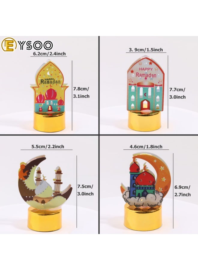 EYSOO Ramadan Desk Lamps 4 Pack Ramadan Table Lamps Moon Shape LED Lanterns Eid Mubarak Table Decorations for Bedroom Living Room Home Decor - Image 5