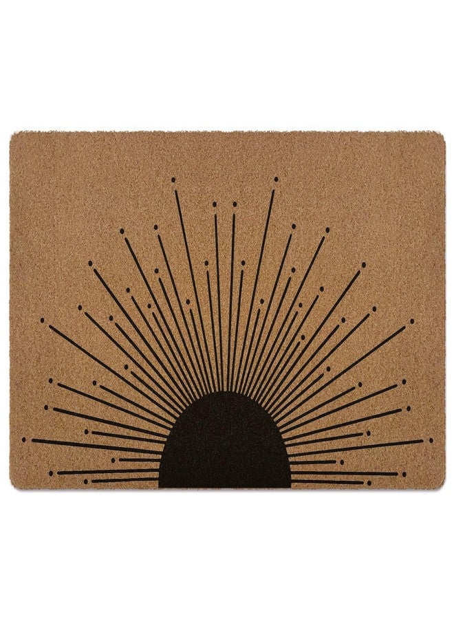 XLDLIOO Boho Black Sun Door Mat, Sunrise Sunset Welcome Front Door Mat Indoor Outdoor Entrance for Camper, Rustic Artificial Coir Doormat Rugs for Porch Entry Patio Kitchen Decor 30x17in - Image 1
