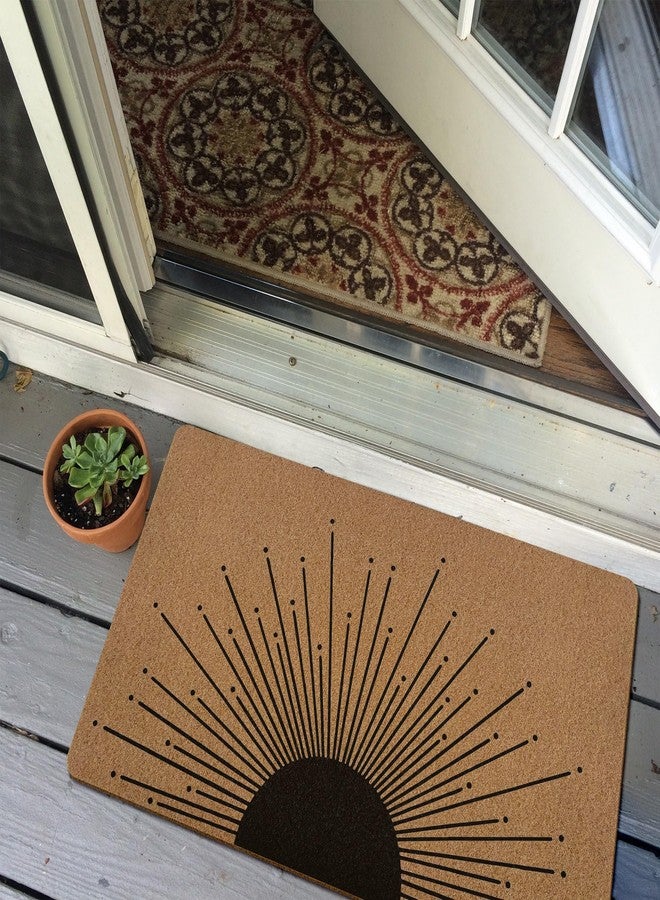 XLDLIOO Boho Black Sun Door Mat, Sunrise Sunset Welcome Front Door Mat Indoor Outdoor Entrance for Camper, Rustic Artificial Coir Doormat Rugs for Porch Entry Patio Kitchen Decor 30x17in - Image 5