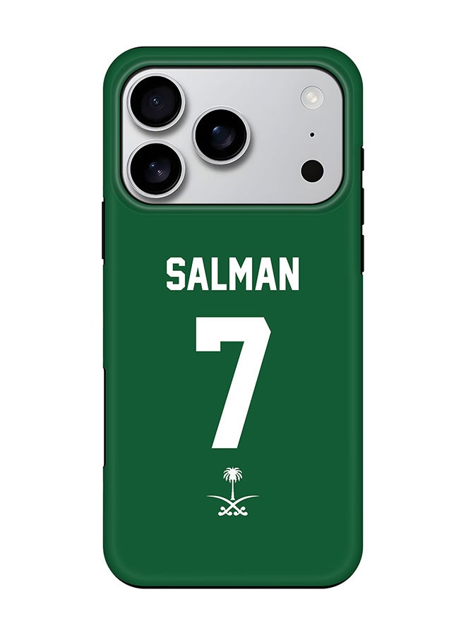 Stylizedd Tough Pro Magnetic Case for iPhone 17 Pro, Dual Layer hybrid PC + TPU Mobile Cover Matte - Football - Saudi Arabia - Salman