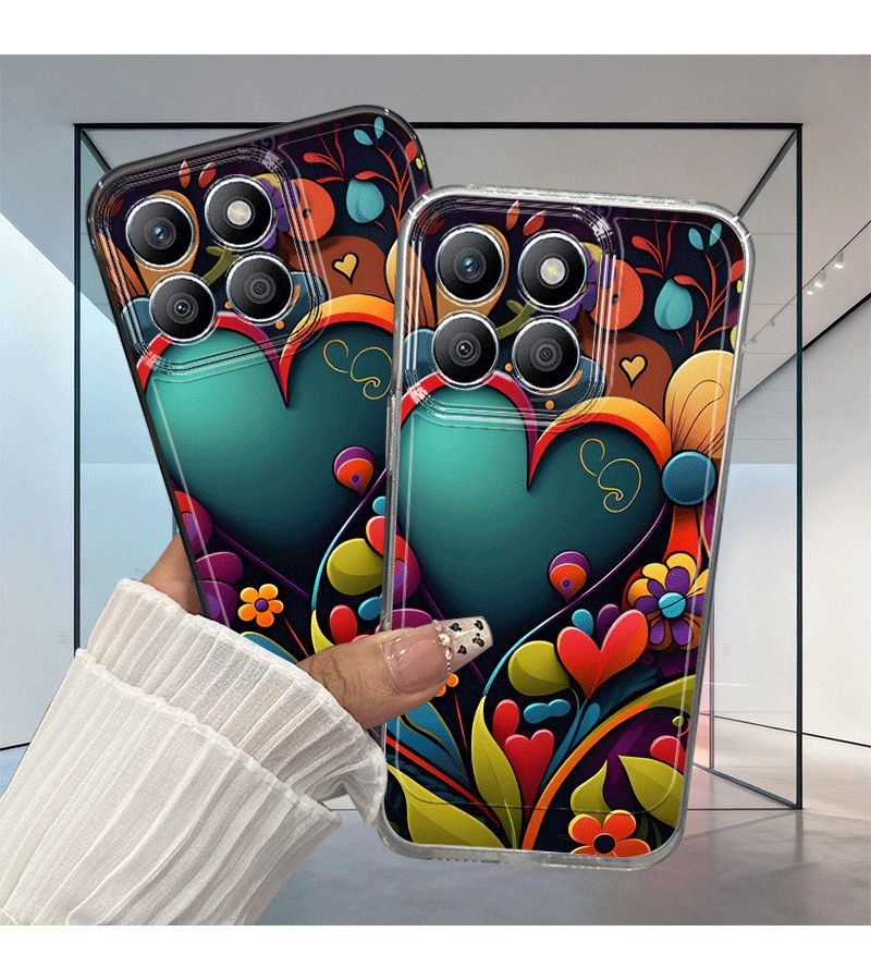 Love Flower Phone Case Compatible With Huawei Honor Magic6 Lite X5 X5B X6 X6B X7 X7A X7B X7C X8 X8A X8B X9 X9A X9C Play 60 Plus Mixed Color 1 Full Coverage High Quality Transparent TPU Soft Shell Shockproof Case - Image 1