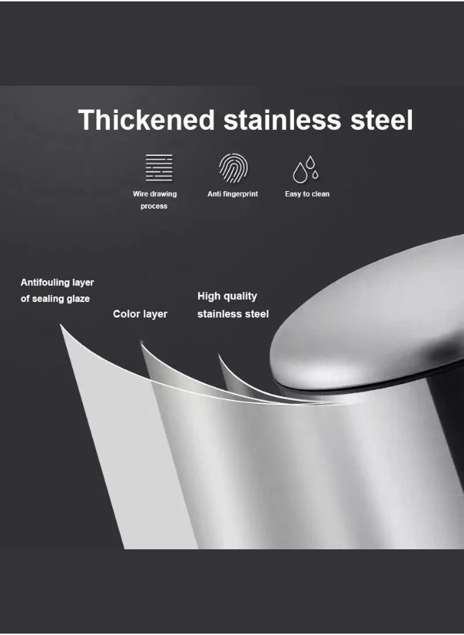 AKC - 12 Liters Matte Finish Step Trash Can | Quiet-Close Lid, Fingerprint-Proof, Stainless Steel | Sleek Pedal Bin for Kitchen, Bathroom & Home Use - Image 1