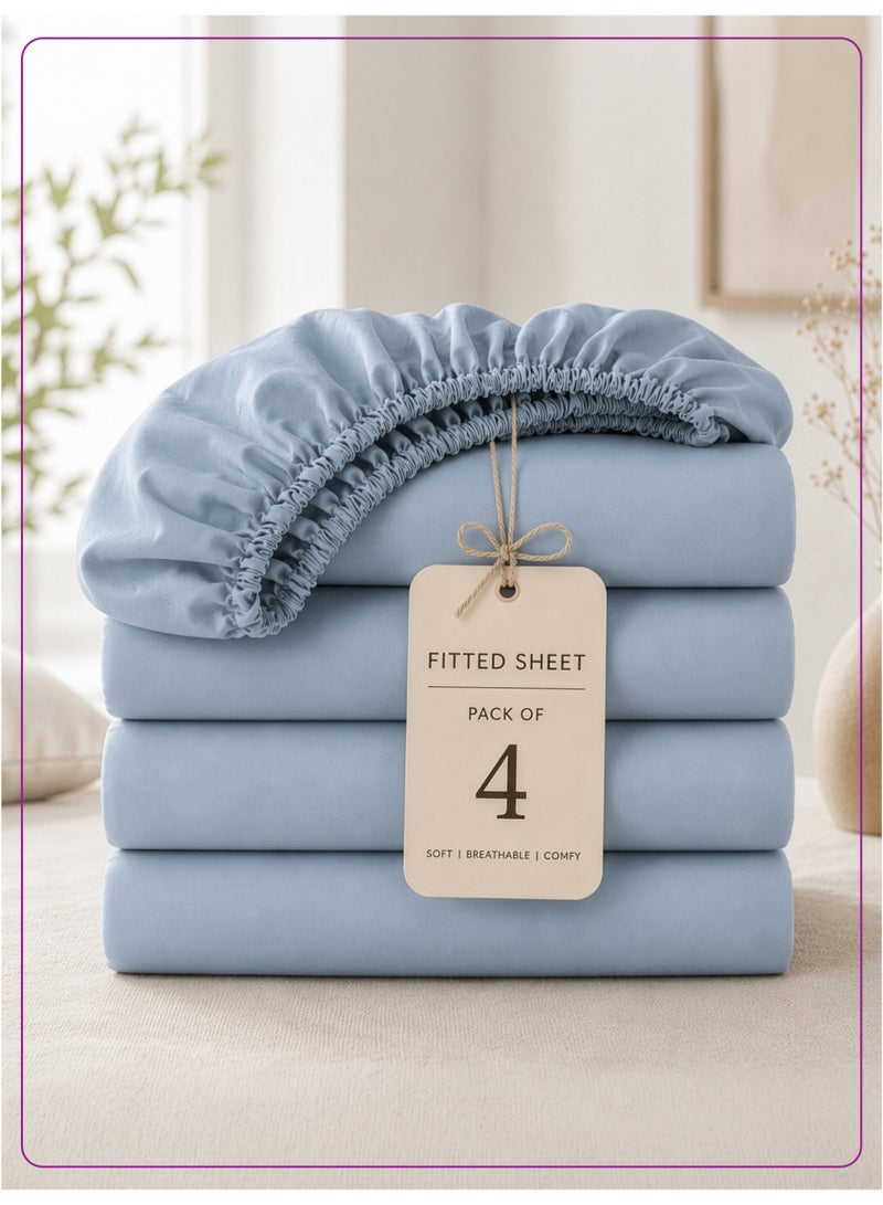 Donetella Super King Fitted Sheets 200x200 cm – Pack of 4 | OEKO-TEX Certified Brushed Microfiber | Deep Pocket with 360° All-Round Elastic | Ultra Soft, Wrinkle Resistant, Easy Care | Safe for Sensitive Skin - Image 1