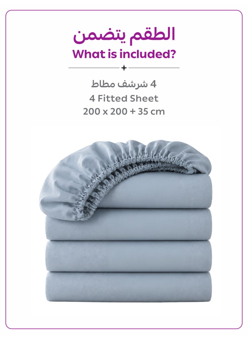 Donetella Super King Fitted Sheets 200x200 cm – Pack of 4 | OEKO-TEX Certified Brushed Microfiber | Deep Pocket with 360° All-Round Elastic | Ultra Soft, Wrinkle Resistant, Easy Care | Safe for Sensitive Skin - Image 5