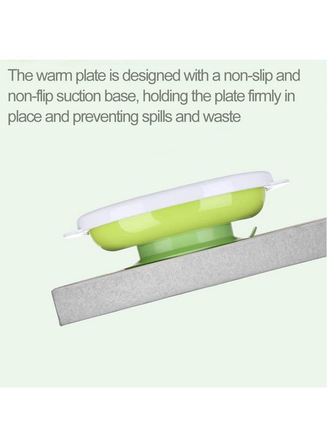 Matyz Baby Feeding Suction Warm Plate With Draining And Drying Design Stay Put Divided Plate For Kids Including 1 Toddler Plate And 2 Spoons Microwave & Dishwasher Safe (Green) - Image 5